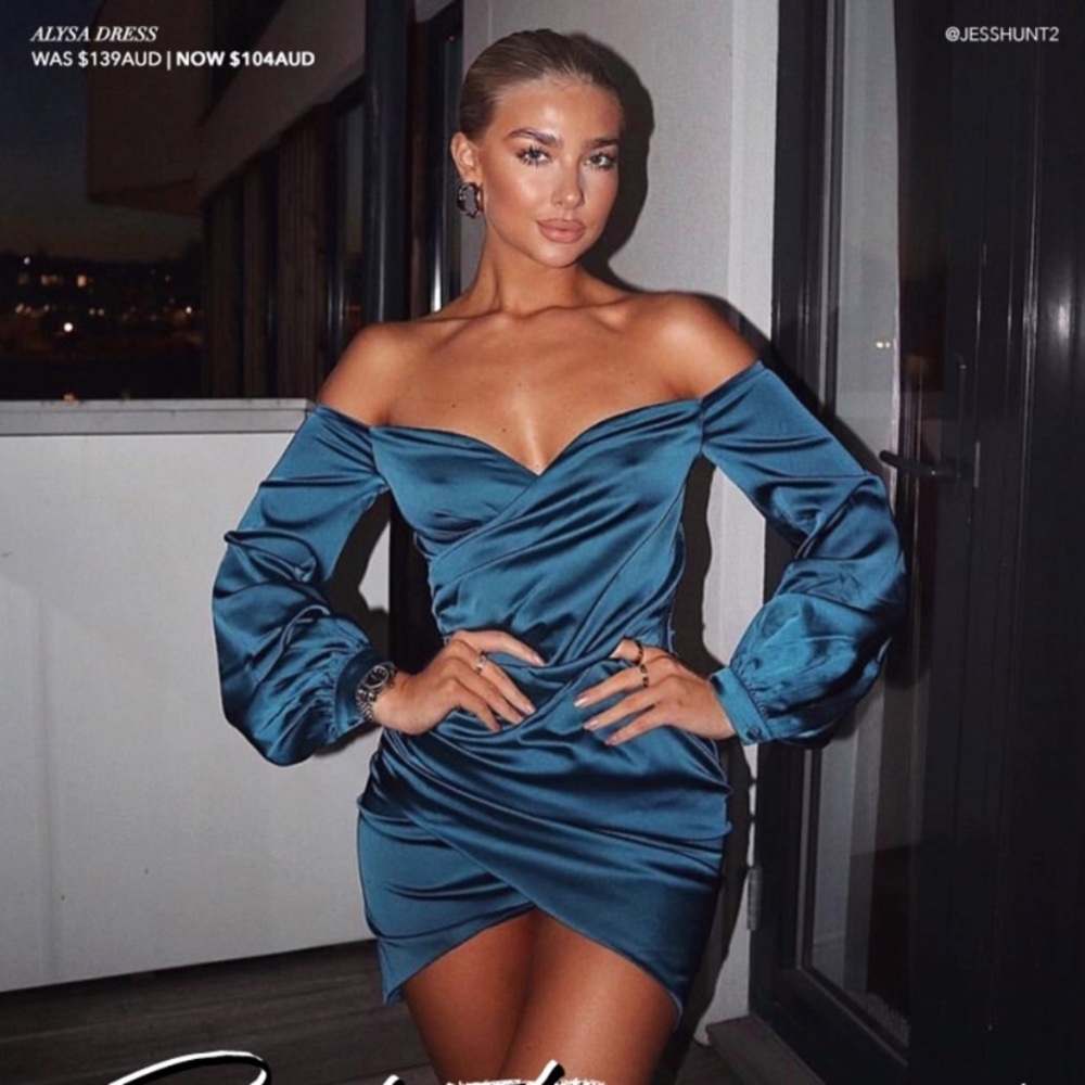 Meshki Alyssa Satin Blue Dress